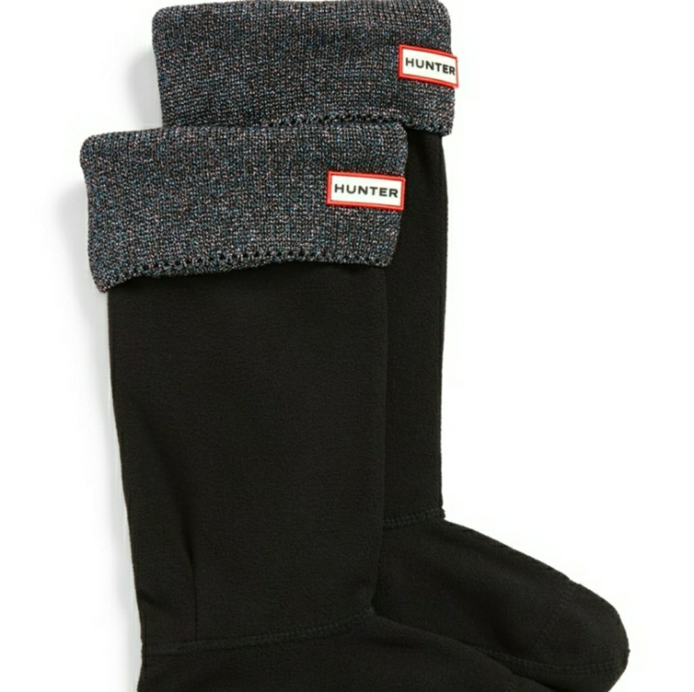 New box hunter boot socks black glitter zs Large